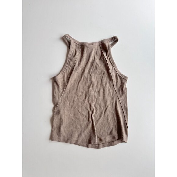 KASICS Taupe Cotton Baby Rib Racerback Tank, Size M - Picture 7 of 11